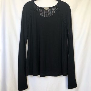 Lucky Brand Thermal Knit Lace Top